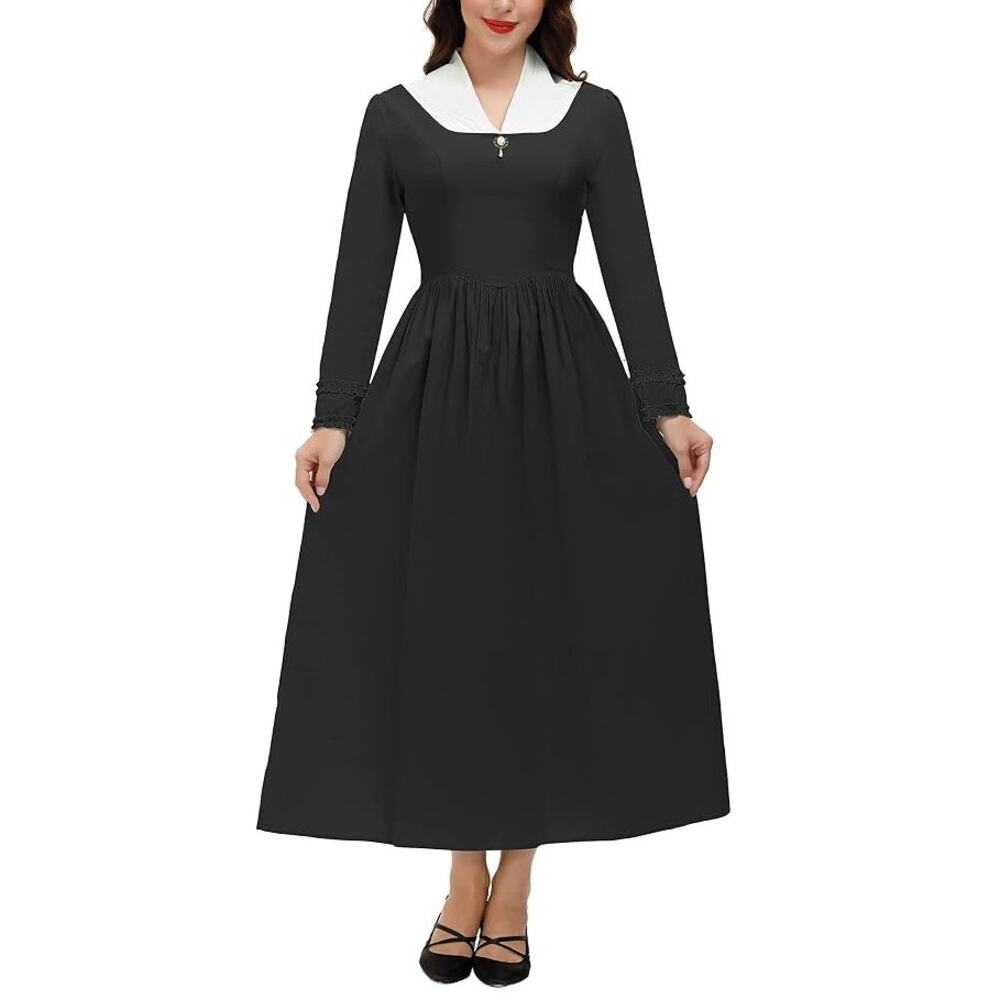 Scarlet Darkness Black Settler Dress Prairie Colonial Goth Womens Small Costume